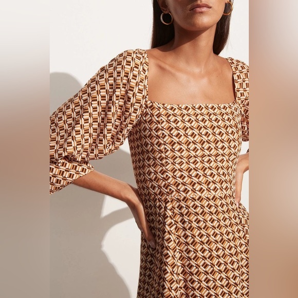 Faithful The Brand Boyd Mini Dress Del Camaron Print Tan - Picture 10 of 13